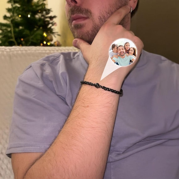 Personalized Photo Projection Bracelet, Custom Memorial Picture Bracelet, Birthday Christmas Gifts for Men Women Father Mother Husband Wife