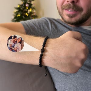 Custom Photo Projection Bracelet for Men, Memorial Bracelet with Picture, Anniversary Gift for Him Husband Boyfriend Dad, Fahtiers Day Gift