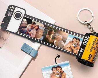 10-40 Photos Keychain Film Roll, Personalized Camera Film Roll Keyring For Love Family Friends, Birthday Wedding Christmas Graduation Gift