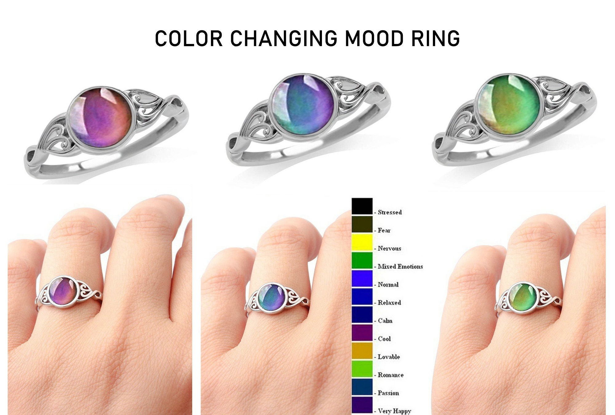 Sterling Silver Color Changing Square Mood Ring for Children and Women –  Cherished Moments Jewelry