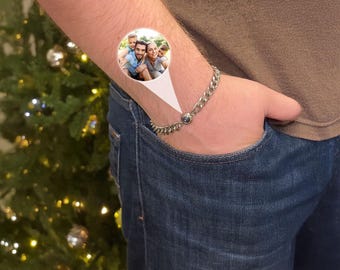 Personalized Gift For Father, Dad Bracelet, Custom Photo Bracelet for Men, Memorial Birthday Anniversary Gift for Him Husband Boyfriend