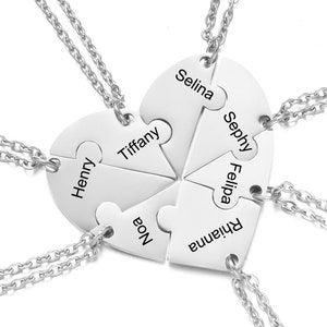 Collana puzzle cuore con nome personalizzato, collana BFF portachiavi migliori amici per 2/3/4/5/6/7/8, amicizia familiare amore pendenti portachiavi regalo