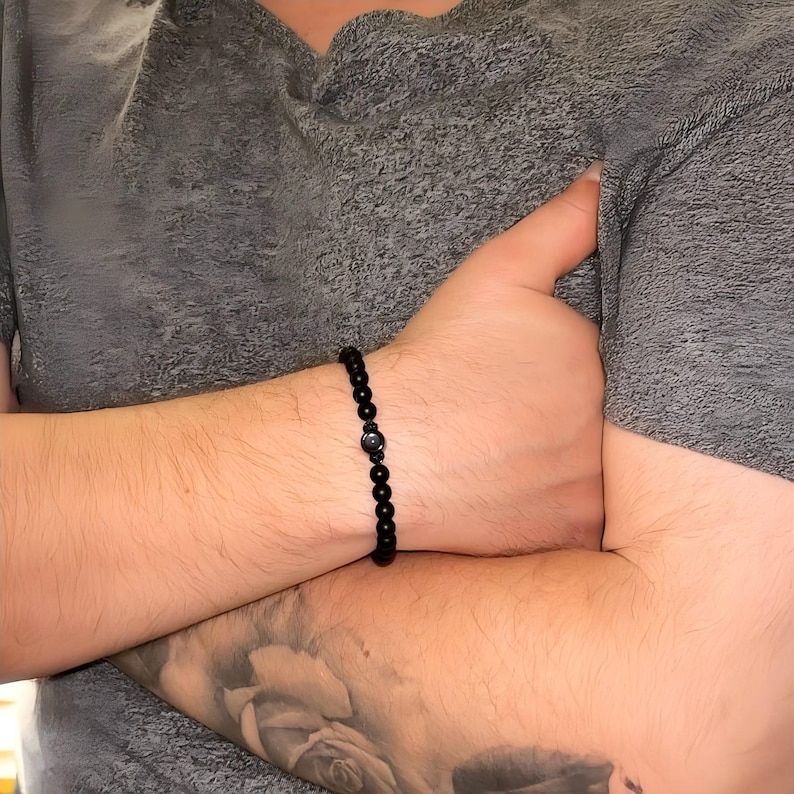 Pulsera personalizada con proyección de fotos para hombre, pulsera de cuentas personalizada, pulsera con imagen, regalo conmemorativo para él, regalo del Día del Padre para papá. imagen 2