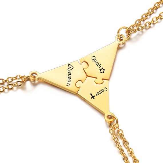 Personalized Name Star Puzzle Necklace, Best Friends Keychain BFF