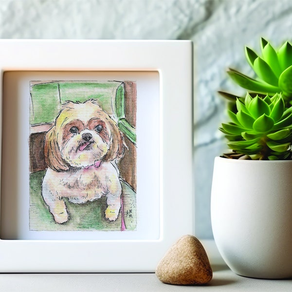 Wallet Size | Hand painted watercolor pet portrait | Custom painting | Gift, Keepsake, Memorial | 2.5" x 3.5"