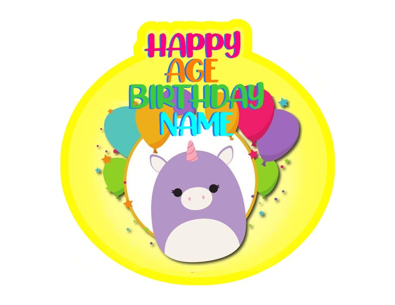 Squishmallow Birthday Cake Topper Printable Digital File | Etsy