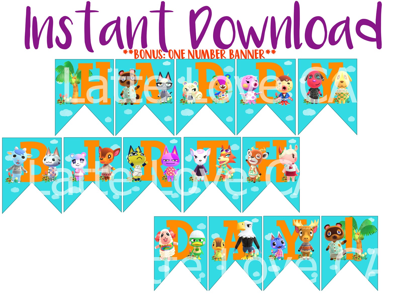 Animal Crossing Birthday Banner Kids Happy Birthday Sign | Etsy