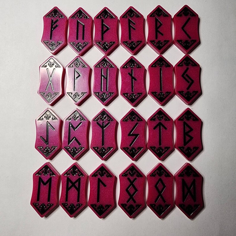 Elder Futhark Runes Divination Set Norse Pagan Divination Runes Pink ...