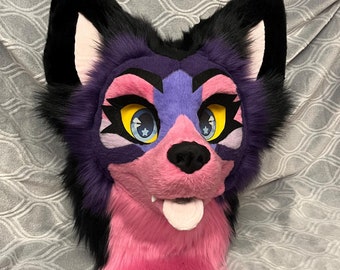premade purple wolf fursuit head
