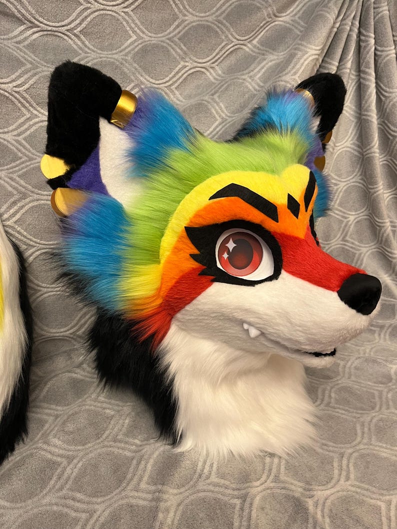 Premade Rainbow Fox Fursuit Head and Tail - Etsy