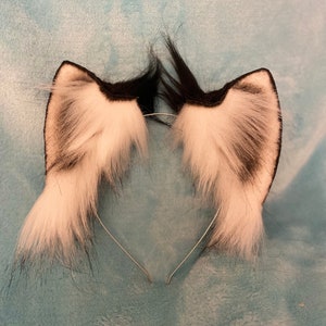 White & black cat ears