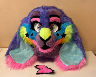 Premade sparkle bunny fursuit head