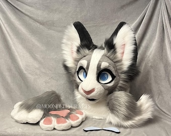 Premade grey bunny mini fursuit partial