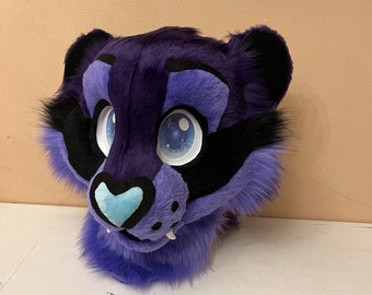 Premade paarse jaguar fursuit hoofd