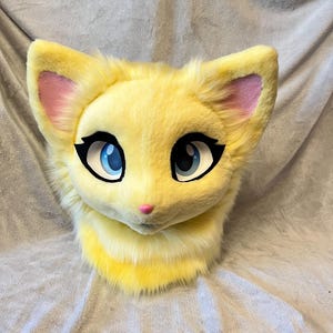 premade yellow kemono cat fursuit head