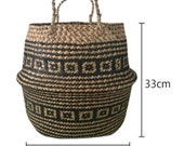Woven patterned seagrass basket Modern home storage Indoor Planters Belly basket Multipurpose basket Sustainable home