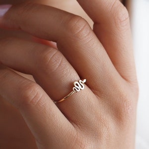 18k Gold Tiny Snake Ring - Minimalist Snake Ring - Snake jewelry - Sterling Silver Ring - Gift for Her - Christmas Gift - Animal Ring