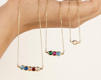 Dainty Sterling Silver Birthstone Necklace: Personalized Gemstone Jewelry