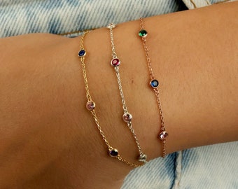 Multi-Birthstone Bracelet, Custom Birthstone Jewelry, Family Birthstone Bracelet, Birthstone Jewelry, Kids for Bracelet, Christmas Gift