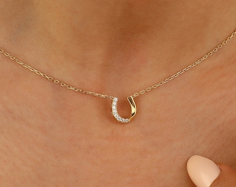 Horseshoe Necklace, 18k Gold Racehorse Necklace, Lucky Necklace, Horseshoe Lover Gift Necklace, Good Lucky Necklace