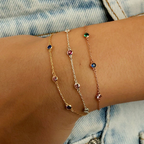 Multi-Birthstone Bracelet, Custom Birthstone Jewelry, Family Birthstone Bracelet, Birthstone Jewelry, Kids for Bracelet, Christmas Gift