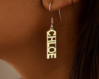 Sterling Silver Name Earrings, Custom Name Earrings, Personalized Jewelry, Mother&#39;s Day Gift, Name Earrings, Gift for Sister