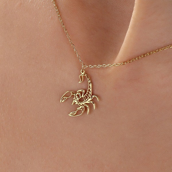 18k Gold Scorpion Necklace, Sterling Silver Zodiac Necklace, Scorpion King Necklace, Sterling Silver, Gift for Her