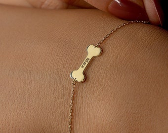 Dog Bone Name Bracelet, Custom Dog Bone Bracelet, Pet Memorial, Lover Gift Dog, Baby for Bone Name Jewelry
