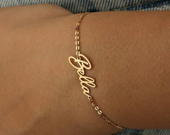 Custom Name Bracelet, 18k Gold Nameplate Bracelet, Personalized Jewelry, Name Bracelet For Baby, Christmas Gift