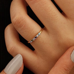 Sterling Silver Birthstone Ring, Mothers Ring, Personalized Family Birthstone Ring, Custom Gemstone Ring, Birthday Gift for Mom,Gift for Her