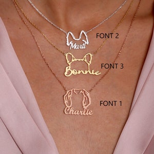 Custom Dog Ear Necklace, Dog Ear Necklace, Customized Dog Head Name Necklace, Dog Mothers Necklace, Pet Memorial Gift