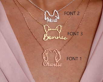 Custom Dog Ear Necklace, Dog Ear Necklace, Customized Dog Head