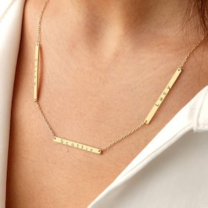 Multi Name Bar Necklace, Family Names Necklace, Nameplate Necklace, Gift for Mom, Christmas Gift, Personalized Name Bar Necklace