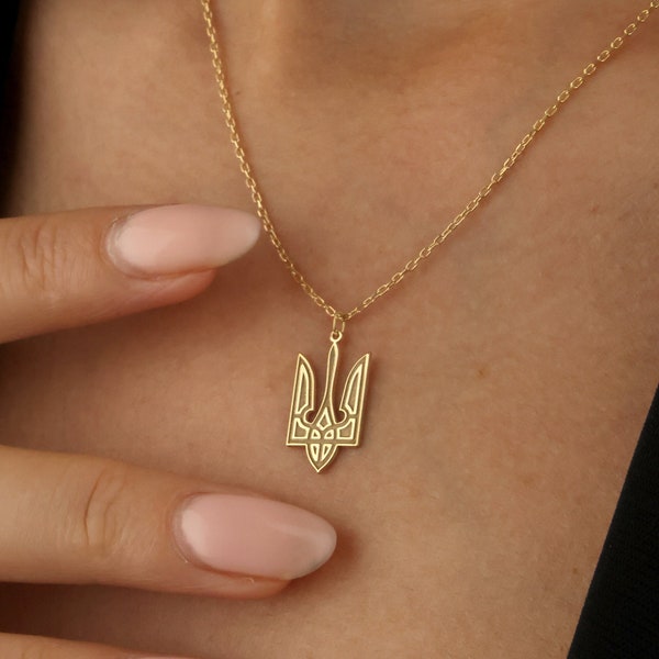 Tryzub Ukrainian Symbol Necklace, Ukrainian Trident Pendant, Украинский трезубец из серебра "Тризуб", Christmas Gift