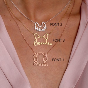 Dog Head Name Necklace, Gift for Dog Mom, Personalized Dog Name Necklace, Custom Pet Jewelry, Pet Memorial Gift, Gift for Mother