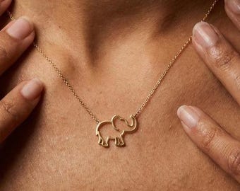 Elephant Necklace, Elephant Pendant Necklace, Dainty Elephant Jewelry, Gold Animal Necklace, Good Luck Jewelry, Gift for Her