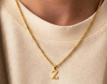 Men’s Initial Necklace, Personalized Letter Necklace for Men, Custom Gold Initial Pendant, Minimalist Name Jewelry, Gift for Him, Husband