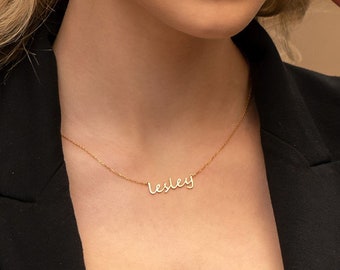 Customized Name Necklace, Custom Script Name Necklace, Gift for Her, Christmas Gift, Gold Plated Necklace, Personalized Name Pendant