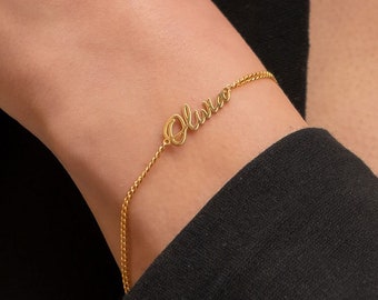 Custom Gold Name Bracelet, Dainty Name Jewelry, Gift for Mom Bracelet, Personalized Gold Name Bracelet, Gift for Mother, Mother&#39;s Day Gifts