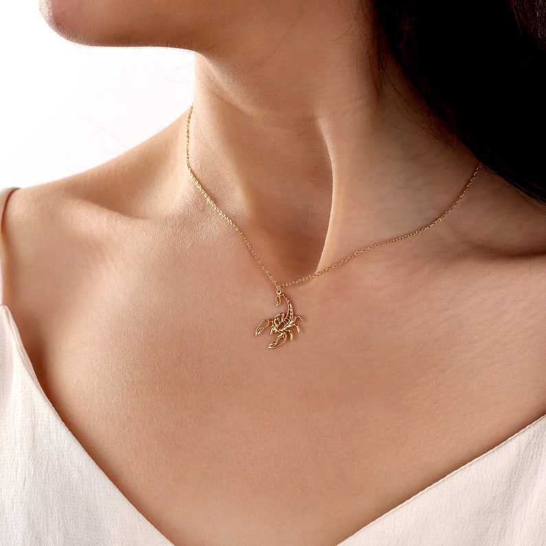 18k Gold Scorpion Necklace, Sterling Silver Zodiac Necklace, Scorpion King Necklace, Sterling Silver, Gift for Her bild 3