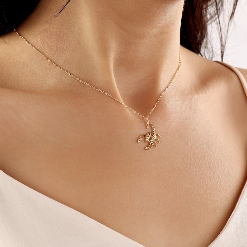 18k Gold Scorpion Necklace, Sterling Silver Zodiac Necklace, Scorpion King Necklace, Sterling Silver, Gift for Her bild 4