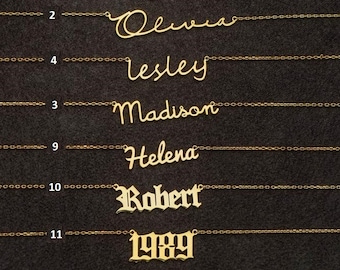 18k Gold Name Necklace, 14k Gold Name Necklace, Personalized Name Necklaces, Christmas Tree for Gift, Dainty Nameplate Pendant