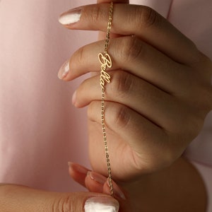 Benutzerdefinierte Name Armband, 18k Gold Typenschild Armband, personalisierter Schmuck, Namen Armband für Baby, Weihnachtsgeschenk Bild 2