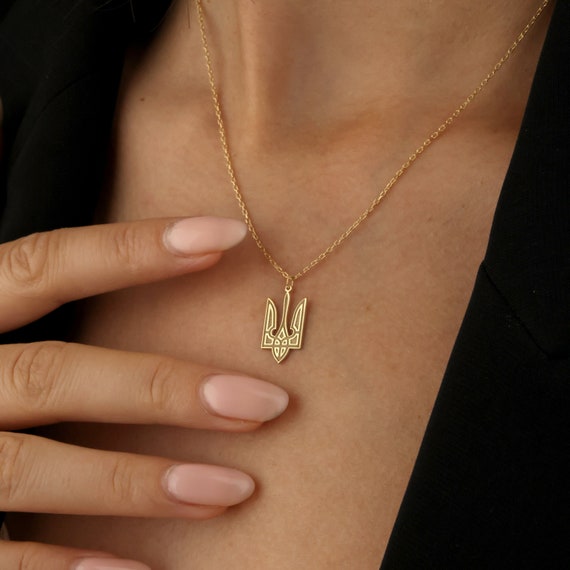Tryzub Ukrainian Symbol Necklace, Ukrainian Trident Pendant, Украинский трезубец из серебра "Тризуб", Christmas Gift
