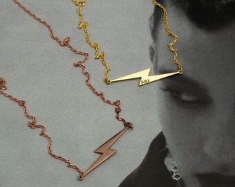 14K Solid Lightning Necklace, Kendall Toole Necklace , Fitxkendall Lightning Necklace , Gold Lightning Necklace , Custom Lightning Necklace