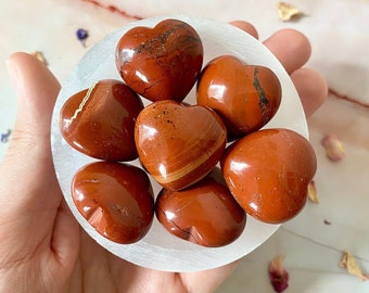 Small Red Jasper Hearts | Red Jasper Heart | Crystal Heart | Red Jasper Crystal | Love Crystal | Red Jasper Puffy Heart | Red Jasper Carving