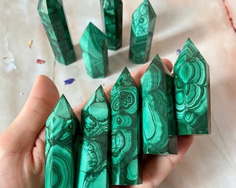 MALACHITE CRYSTAL TOWER | Malachite Points | Malachite Crystals | Malachite Tower Obelisk | Malachite Towers | A+ Grade Healing Crystals