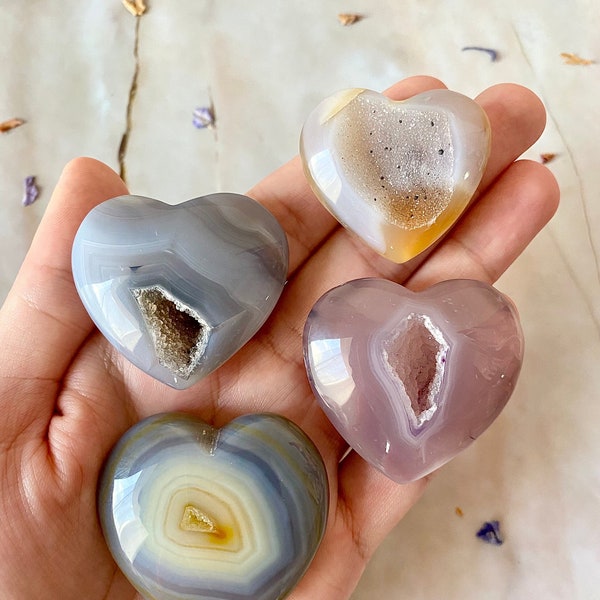 DRUZY AGATE HEART Crystal | Small Druzy Agate Hearts | Druzy Agate Crystals | Sparkly Agate Druzy Geode Heart | Agate Carving | A Grade