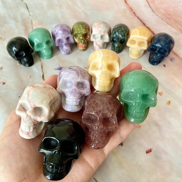 CRYSTAL SKULL CARVING | Natural Hand Carved Skulls | Skull Carvings | Crystal Skull Figurines | 50 mm Crystal Skulls | A+ Grade Crystals