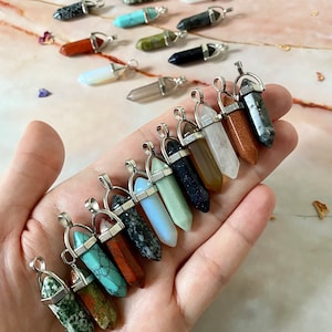 Natural Crystal Point Pendant | Crystal Point Silver Pendant | Crystal Point Necklace Pendant | Double Terminated Crystal Point Pendants